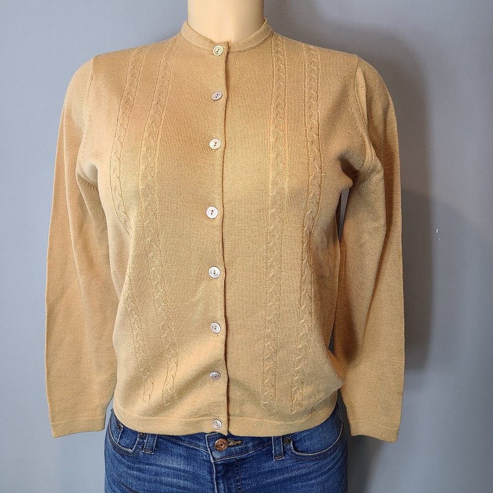 Vtg 60s Pendleton 100% Wool Cardigan Sweater Womens Small Old Money Preppy Brown